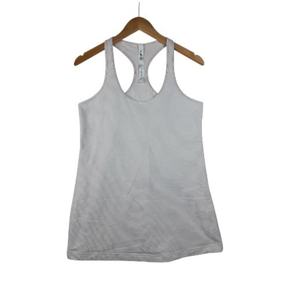 Lululemon Textured Racerback Tank top size 12 Light Tan/White